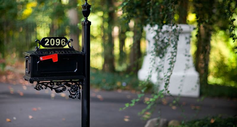 Black Mailbox With Red Flag Address Sign